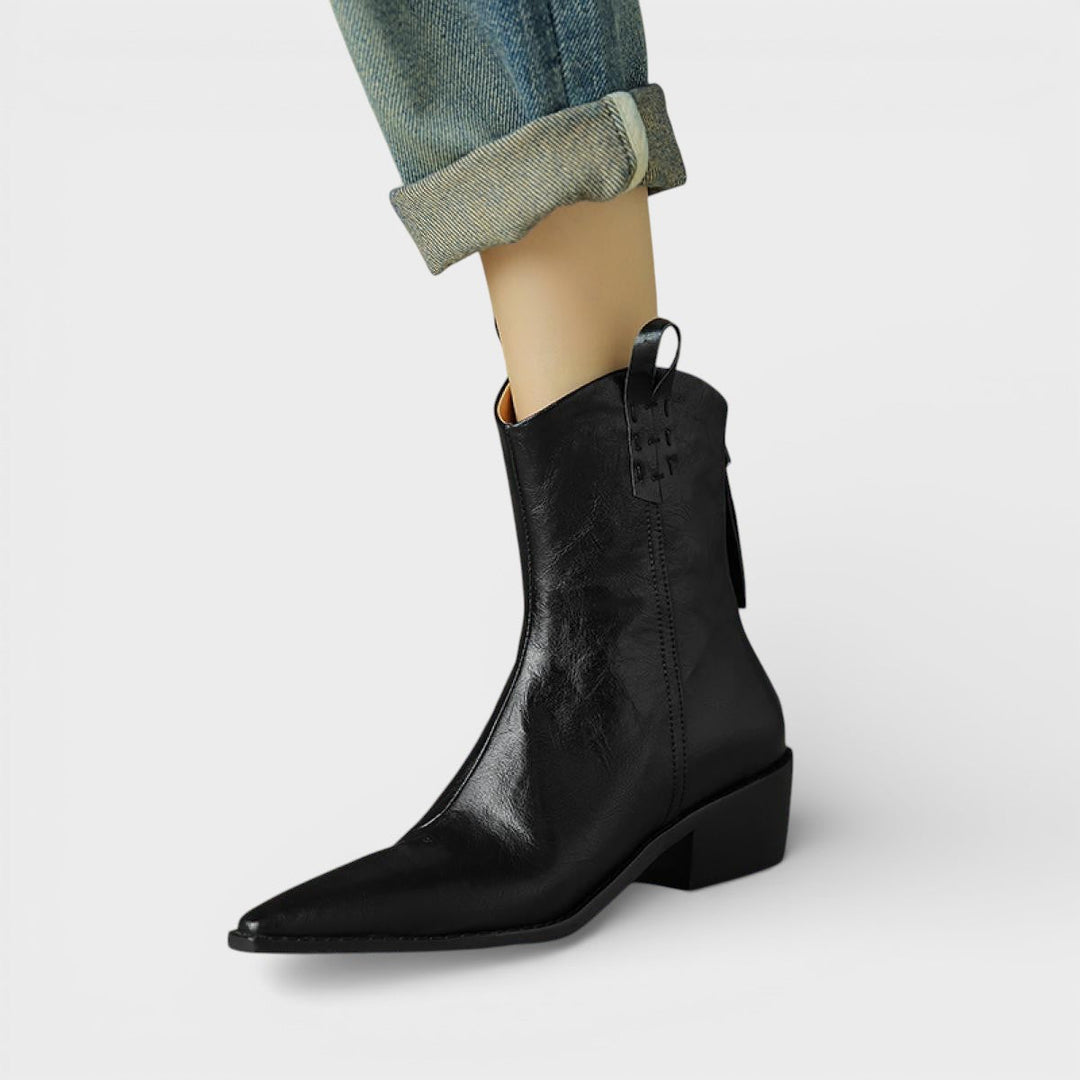 Bottines Cowboy Cuir Fermeture Arrière Femme