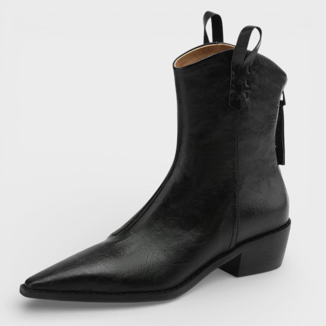 Bottines Cowboy Cuir Fermeture Arrière Femme
