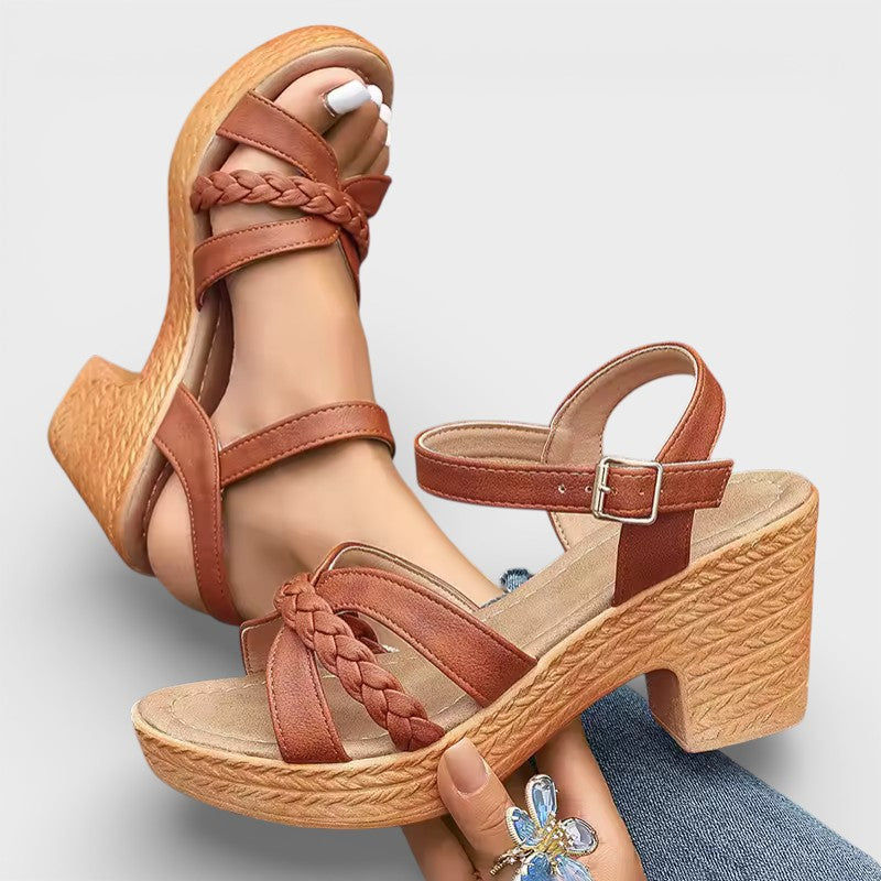 Sandales Talon Haut Tressées Femme