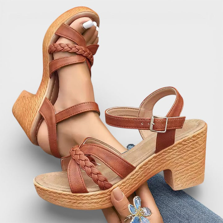 Sandales Talon Haut Tressées Femme