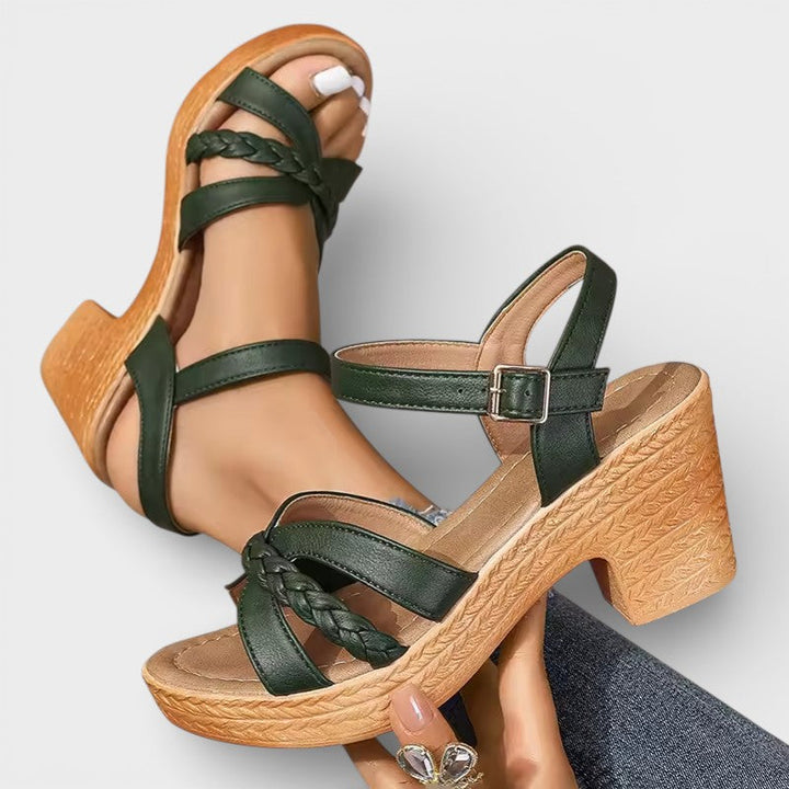 Sandales Talon Haut Tressées Femme
