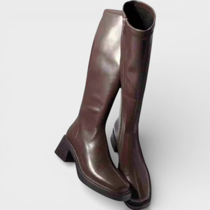 Bottes Hautes Vintage Talon Épais Femme
