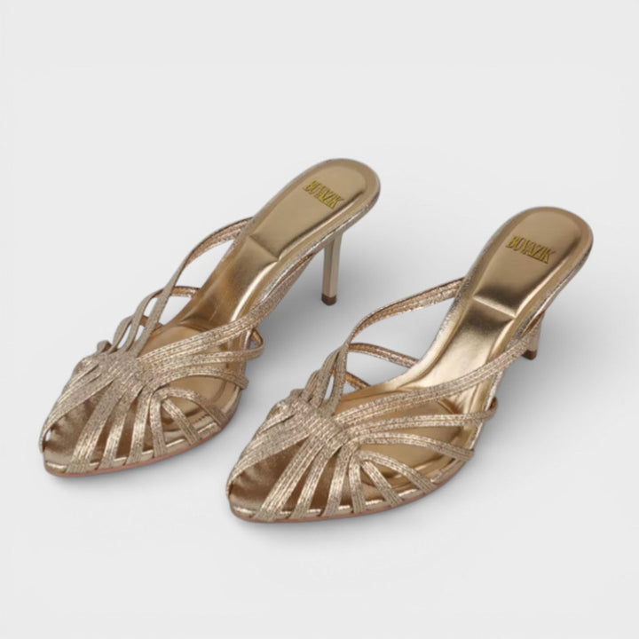 Sandales Talon Aiguille Dorées Femme