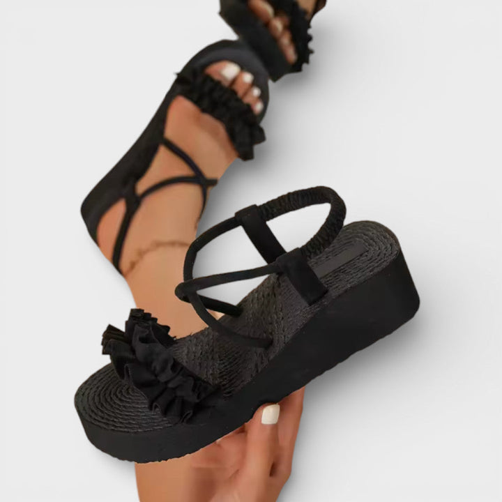 Sandales Compensées Boho Plateforme Femme