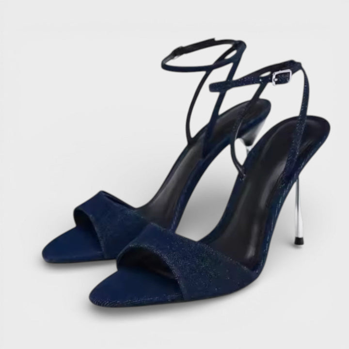 Sandales Talon Haut Brillant Cheville Femme
