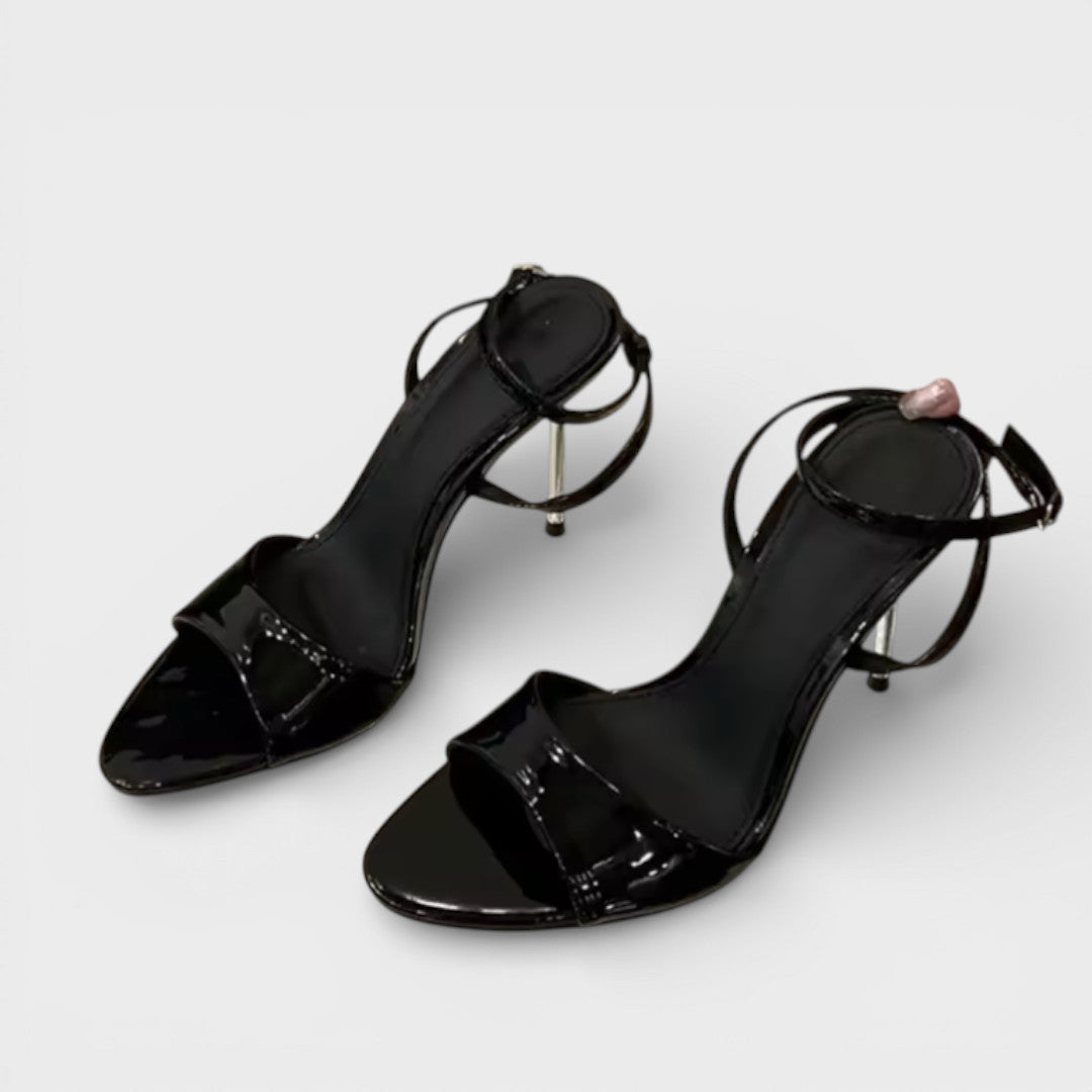 Sandales Talon Haut Brillant Cheville Femme