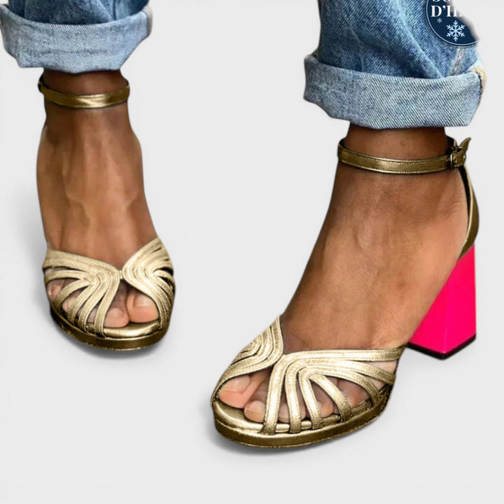 Sandales Talon Bloc Soirée Femme
