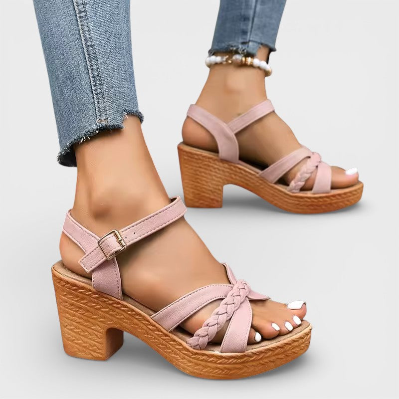 Sandales Talon Haut Tressées Femme