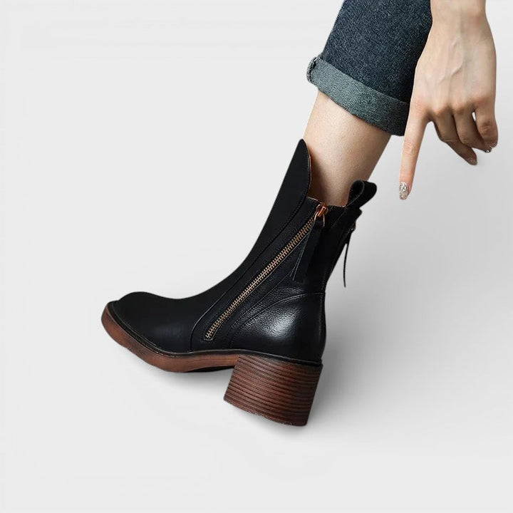 Bottines Talon Bloc Fermeture Éclair Femme