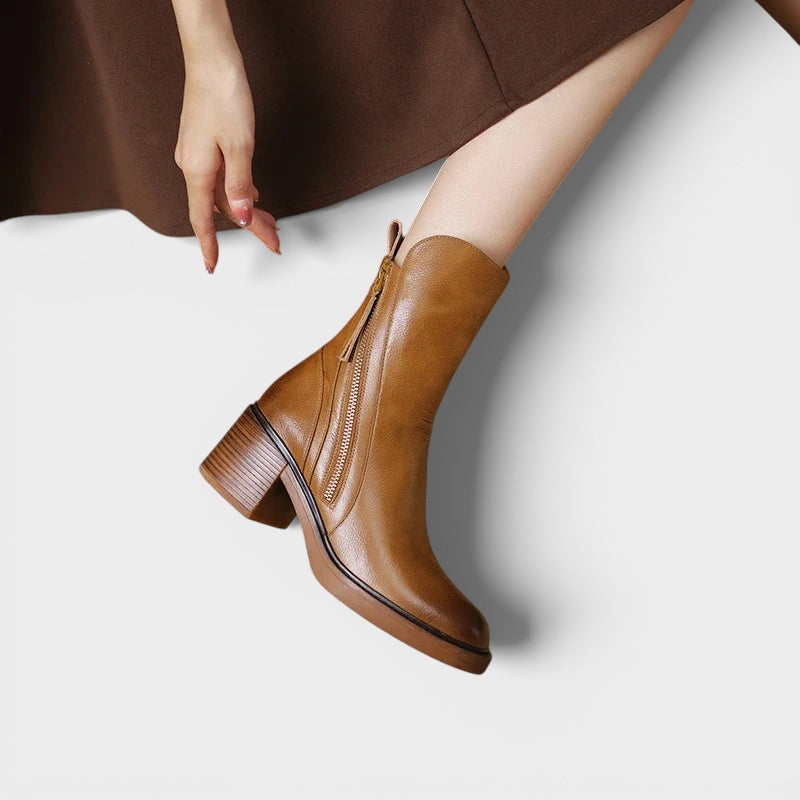 Bottines Talon Bloc Fermeture Éclair Femme