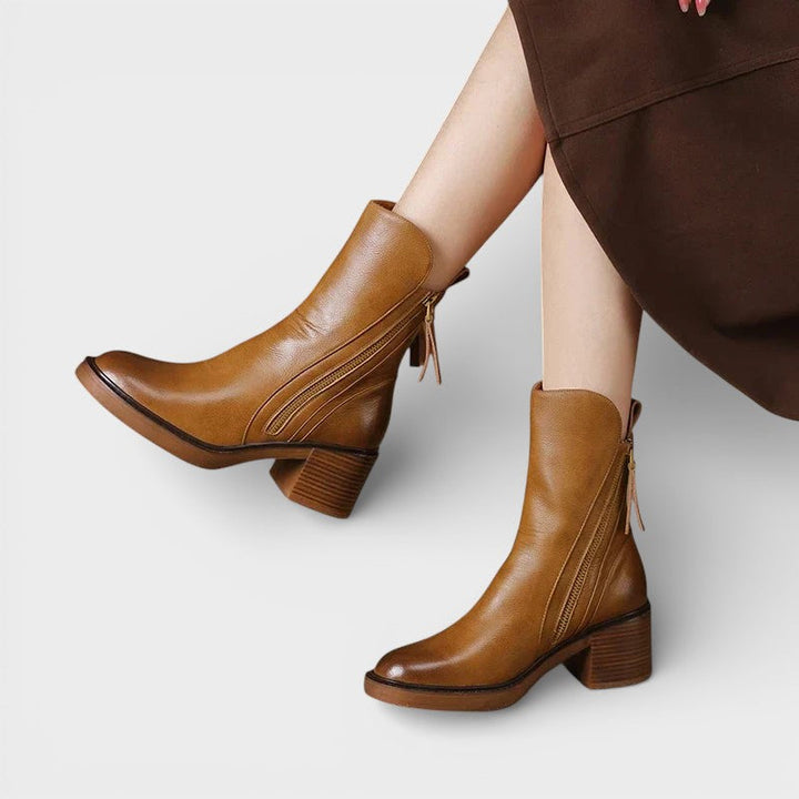 Bottines Talon Bloc Fermeture Éclair Femme