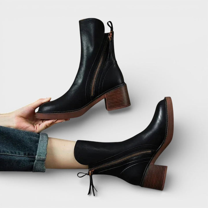Bottines Talon Bloc Fermeture Éclair Femme