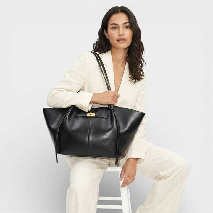Sac Shopper Structuré Noir Femme