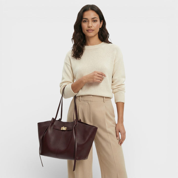 Sac Shopper Structuré Noir Femme