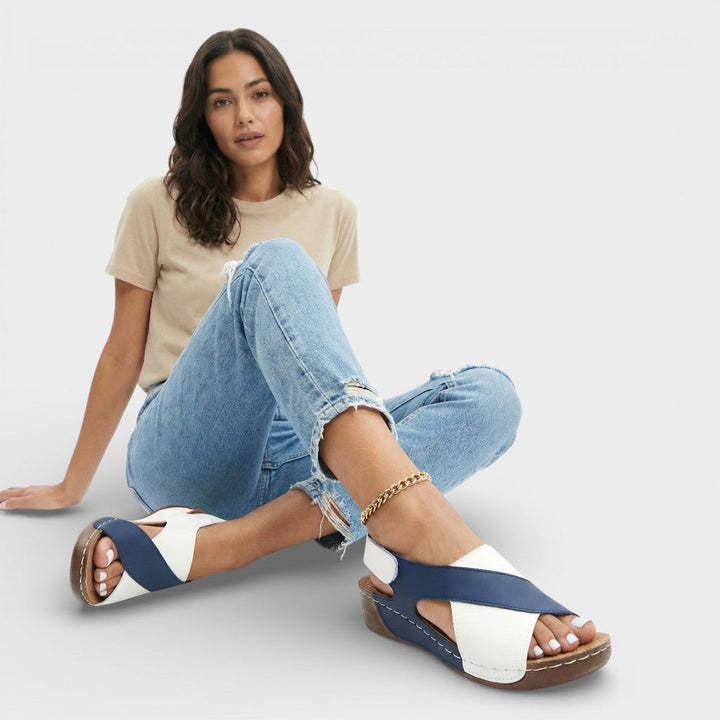 Sandales Compensées Bride Croisée Femme