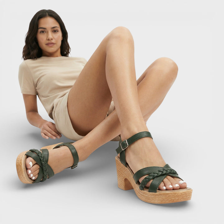 Sandales Talon Haut Tressées Femme