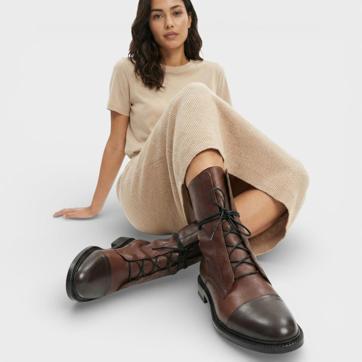 Bottines Lacets Tige Mi-Haute Femme