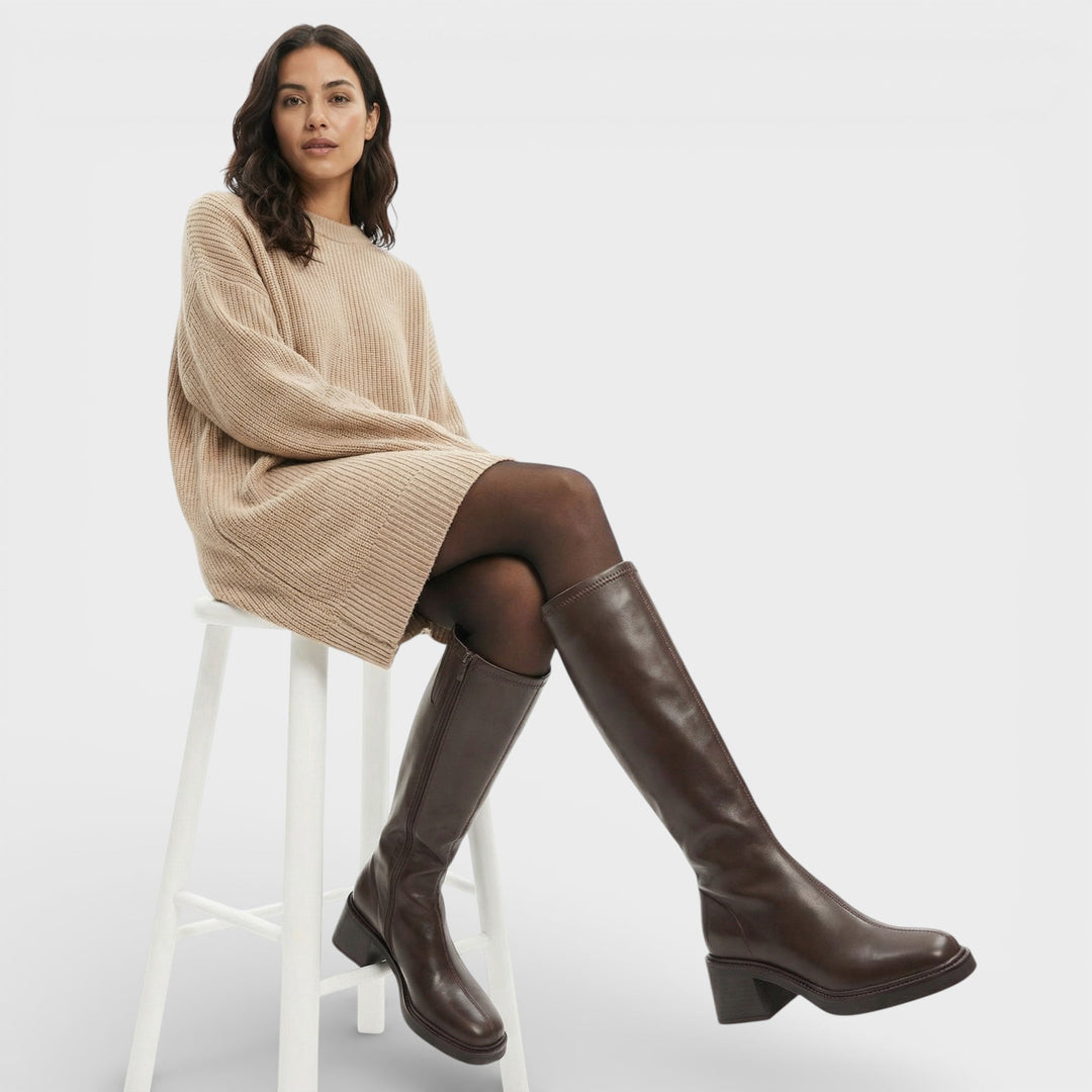 Bottes Hautes Vintage Talon Épais Femme