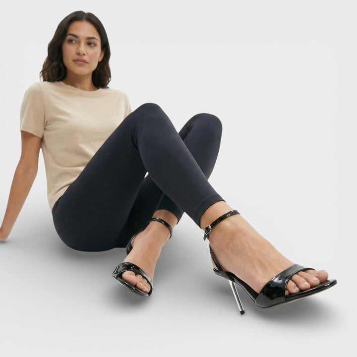 Sandales Talon Haut Brillant Cheville Femme