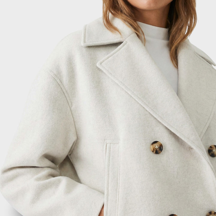 Manteau Court Laine Double Boutonnage Femme