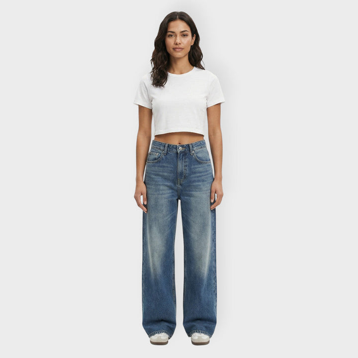 Jean Baggy Wide Leg Délavé Femme