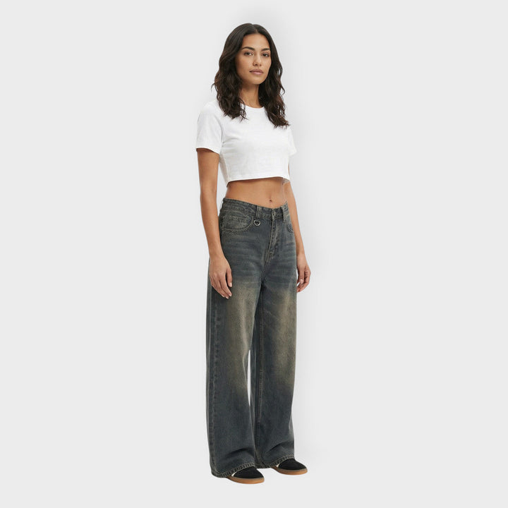 Jean Baggy Wide Leg Délavé Femme