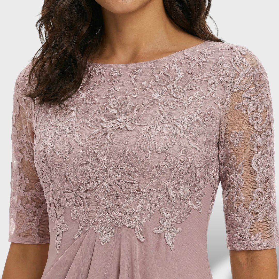 Robe de Fête Dentelle et Mousseline Midi