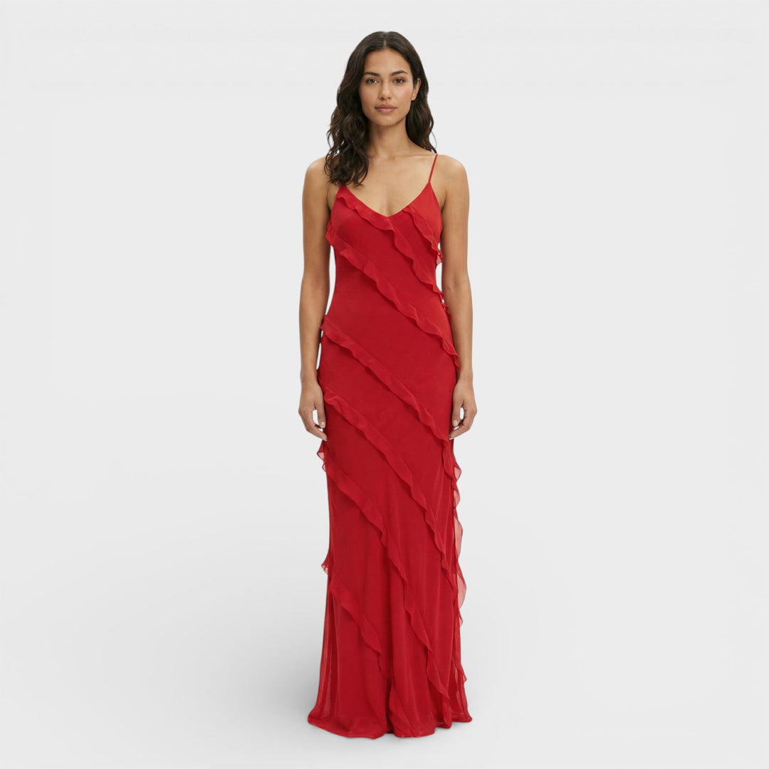 Robe Élégante Avec Volants Femme