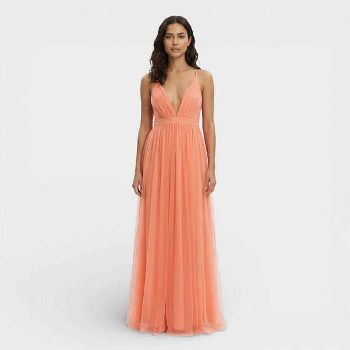 Robe Maxi Fluide Orange Femme