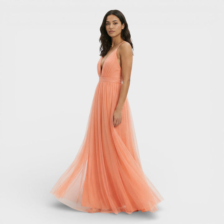 Robe Maxi Fluide Orange Femme