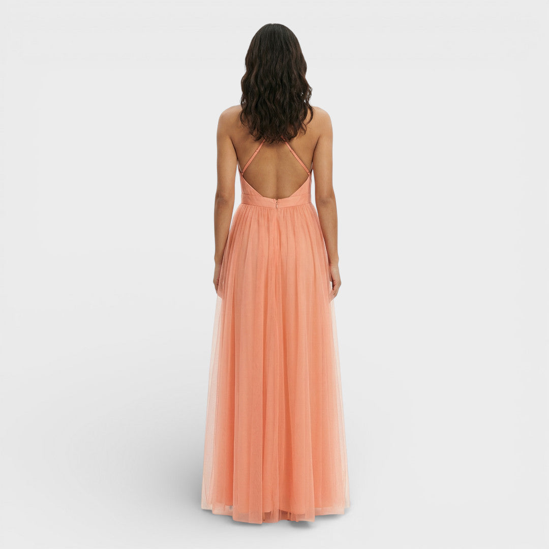 Robe Maxi Fluide Orange Femme