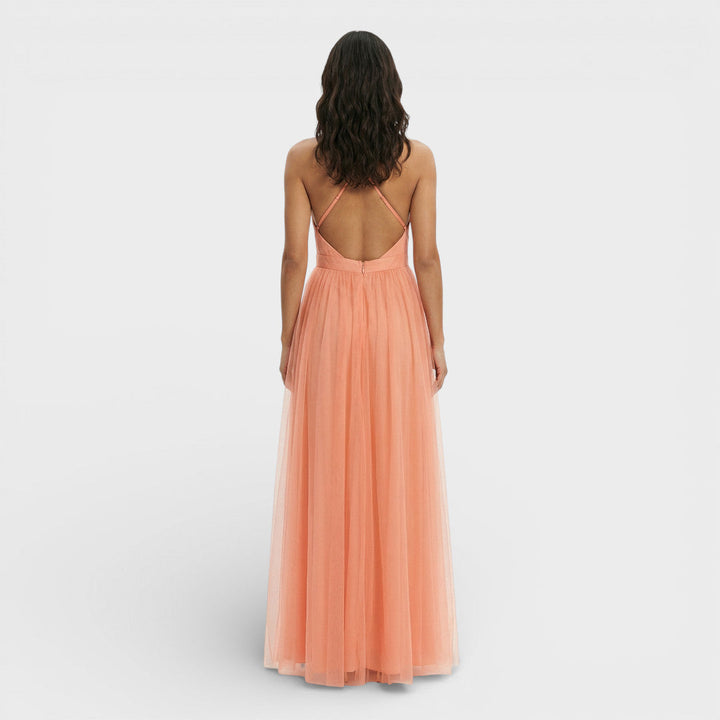 Robe Maxi Fluide Orange Femme