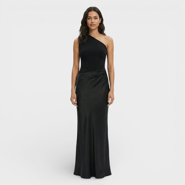 Robe Maxi Satinée Une Épaule