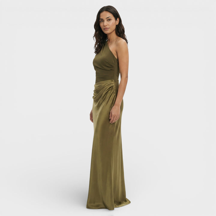 Robe Maxi Satin Une Épaule