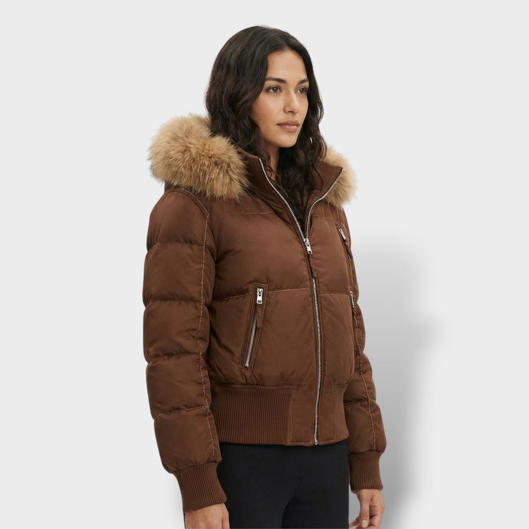 Veste Matelassée Capuche Fourrure Femme
