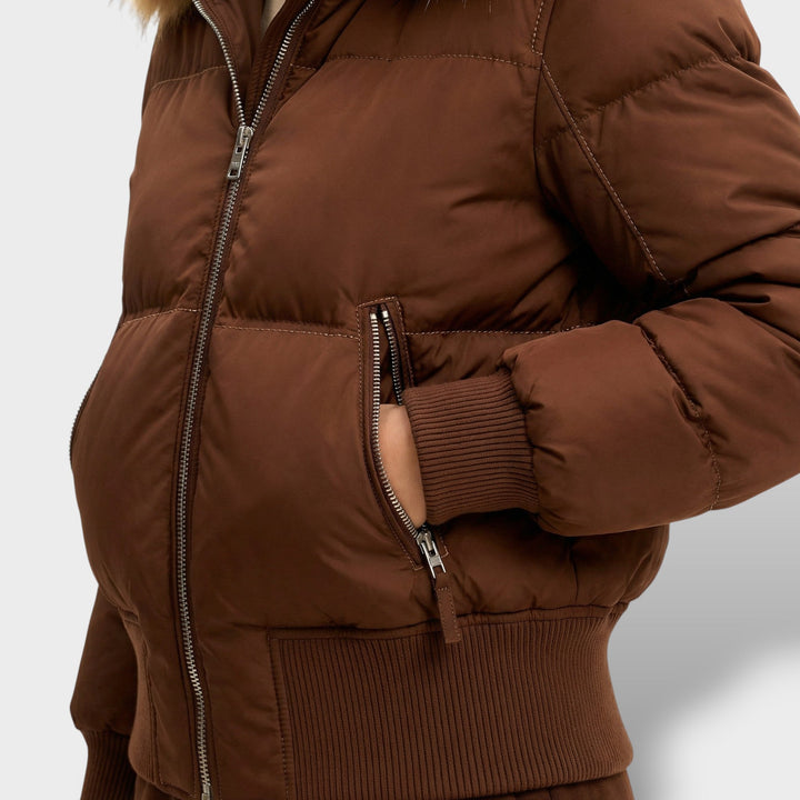 Veste Matelassée Capuche Fourrure Femme