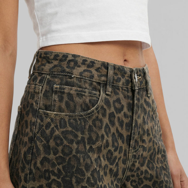 Jean Léopard Taille Haute Femme