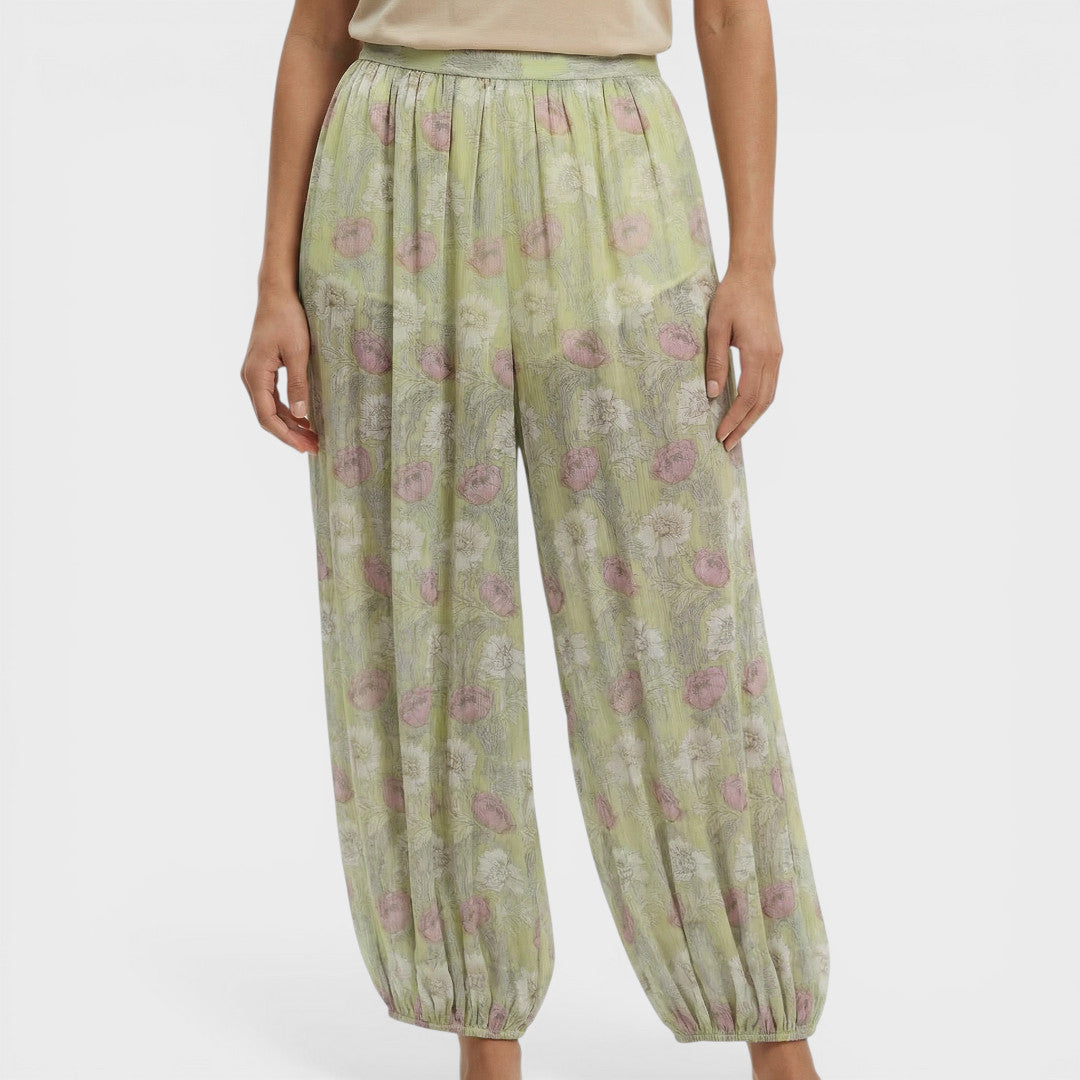 Pantalon Floral Jambe Large Femme