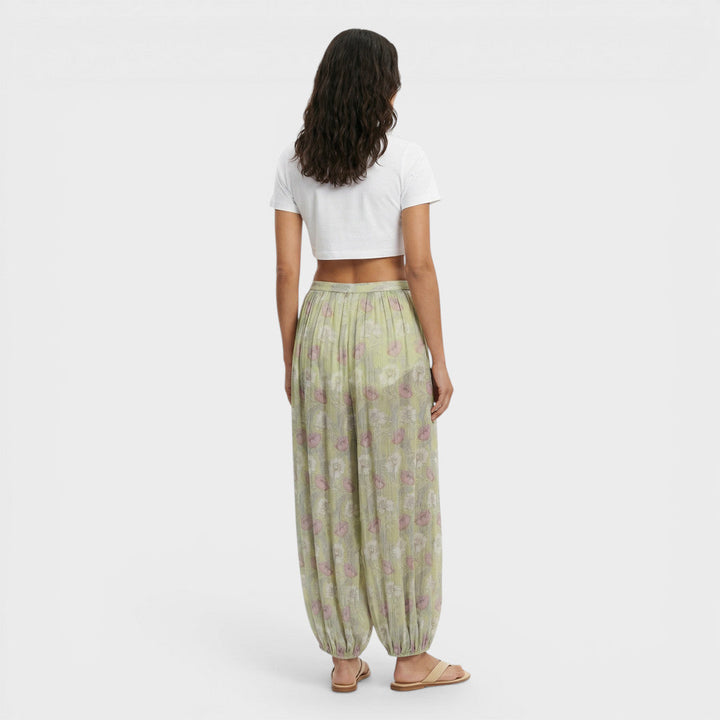 Pantalon Floral Jambe Large Femme