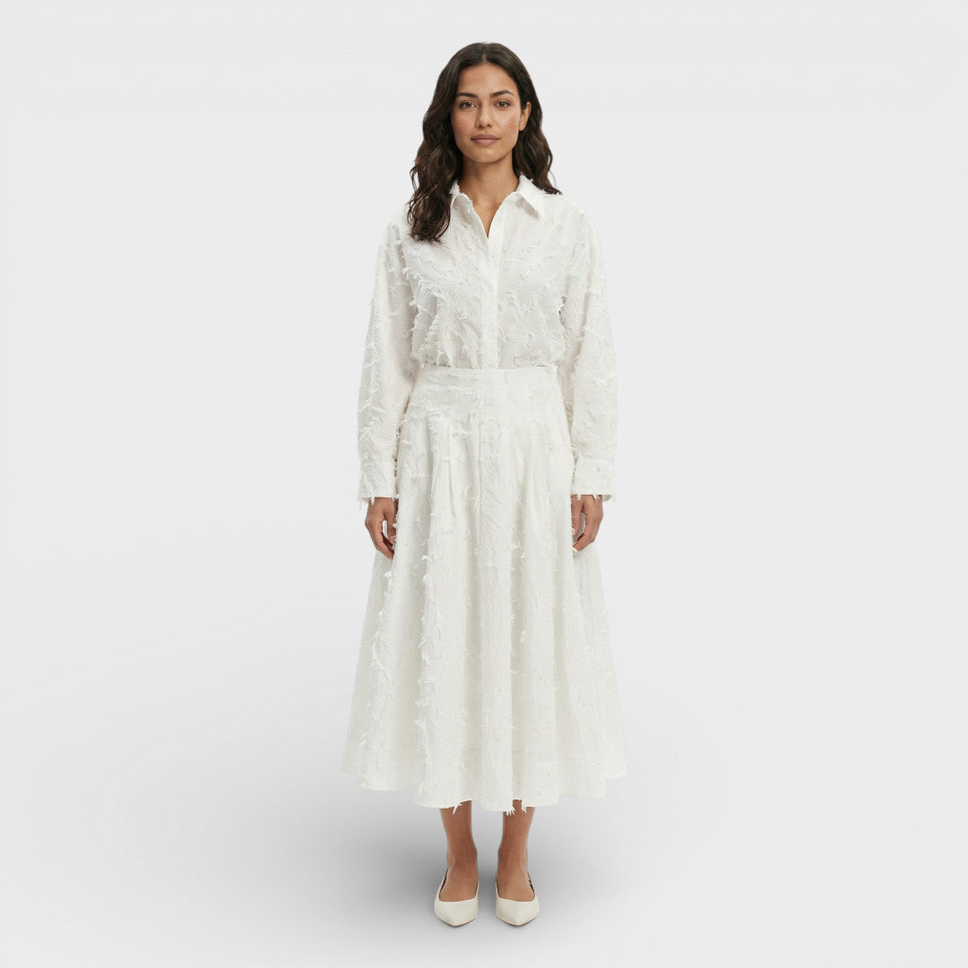 Ensemble Blanc Femme Chemise Jupe