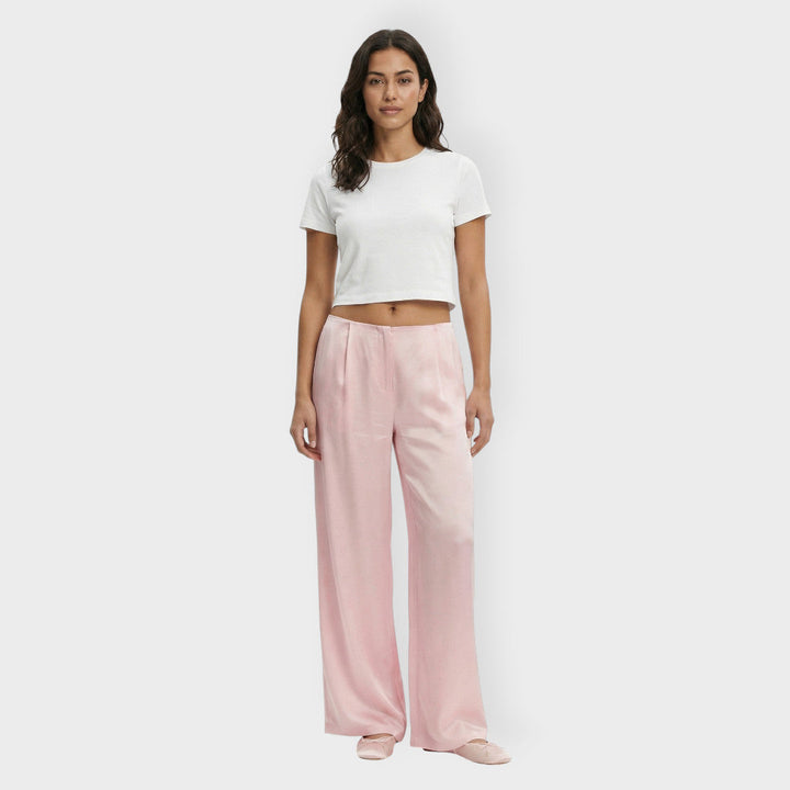 Pantalon Satiné Large Élastique Femme