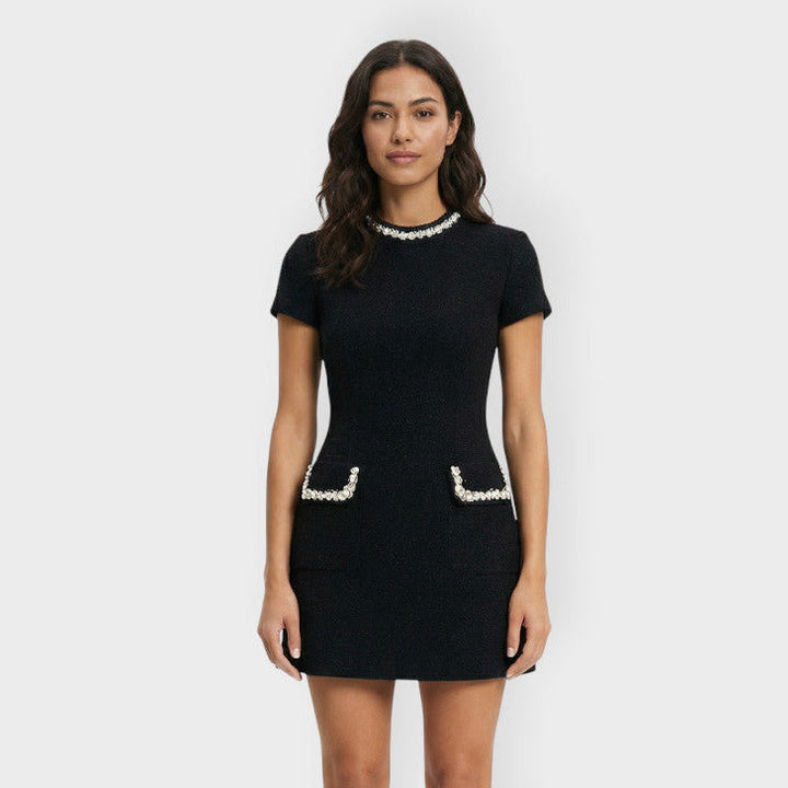 Robe Mini Femme Perles Poches