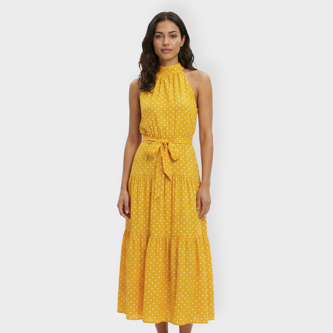 Robe Midi Pois Nœud Ceinture