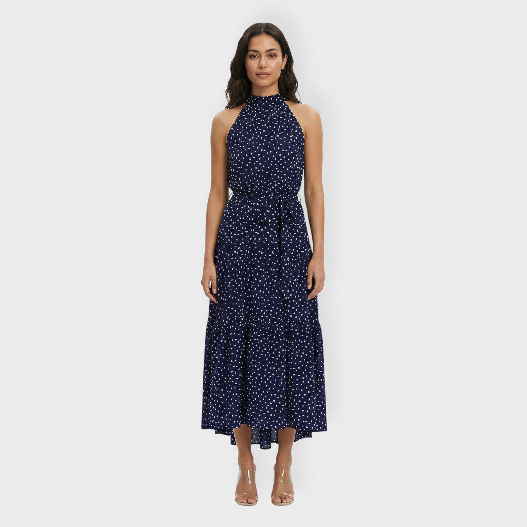Robe Midi Pois Nœud Ceinture