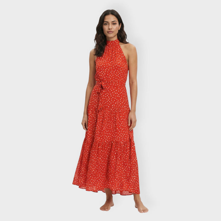 Robe Midi Pois Nœud Ceinture