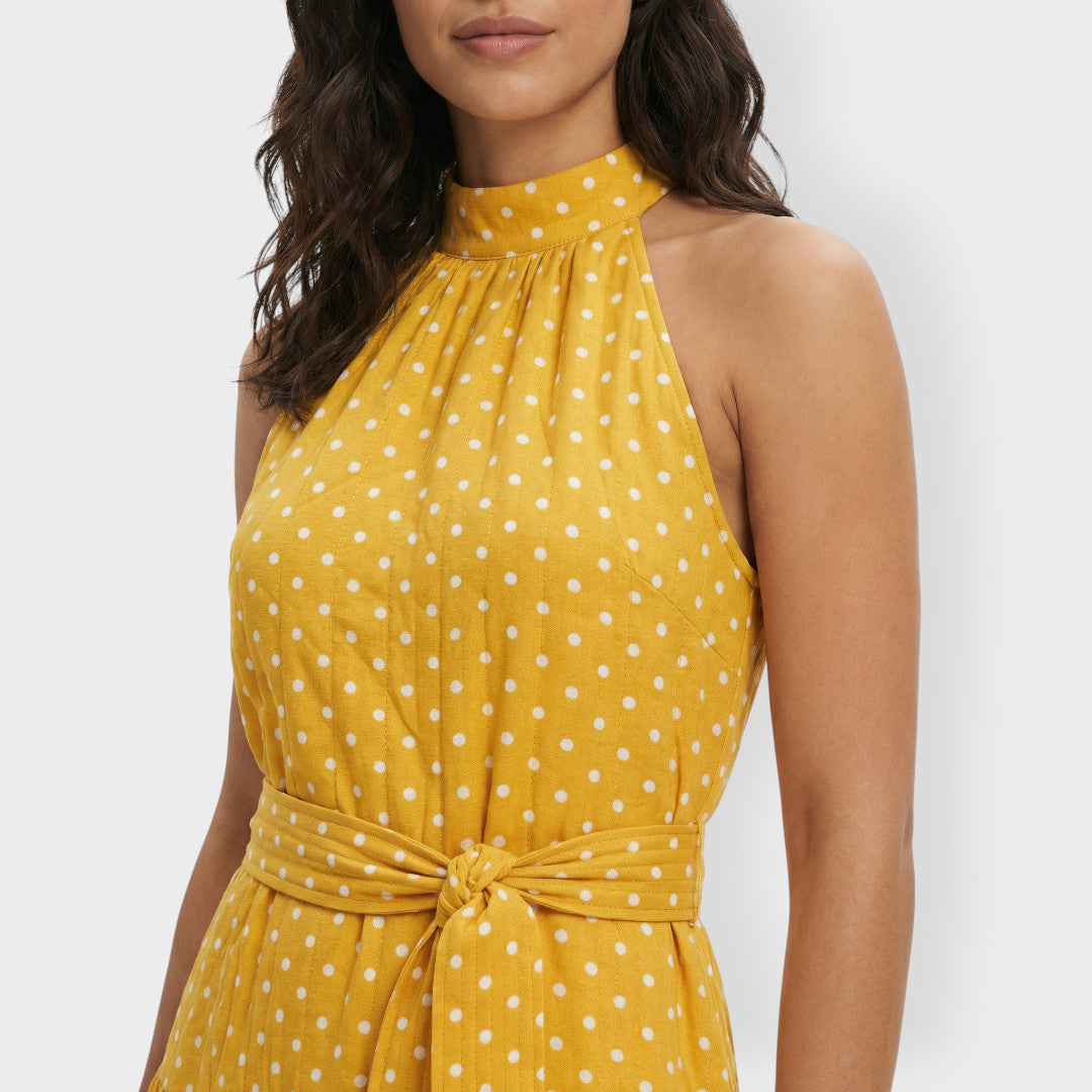 Robe Midi Pois Nœud Ceinture