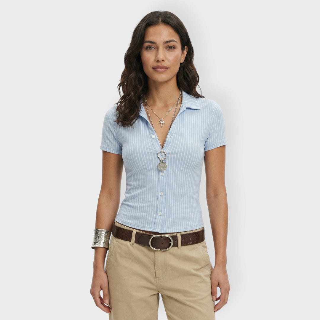 Chemise Rayures Manche Courte Femme