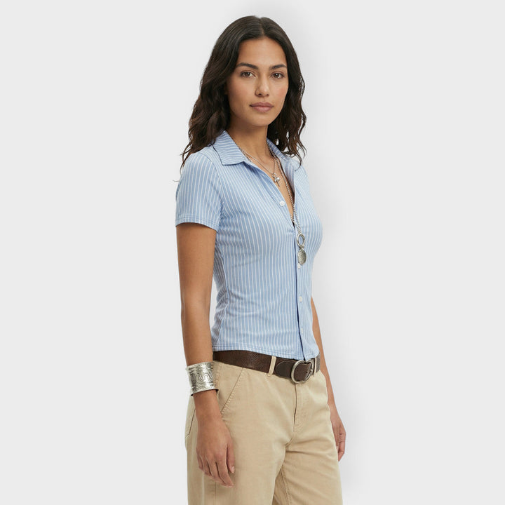 Chemise Rayures Manche Courte Femme