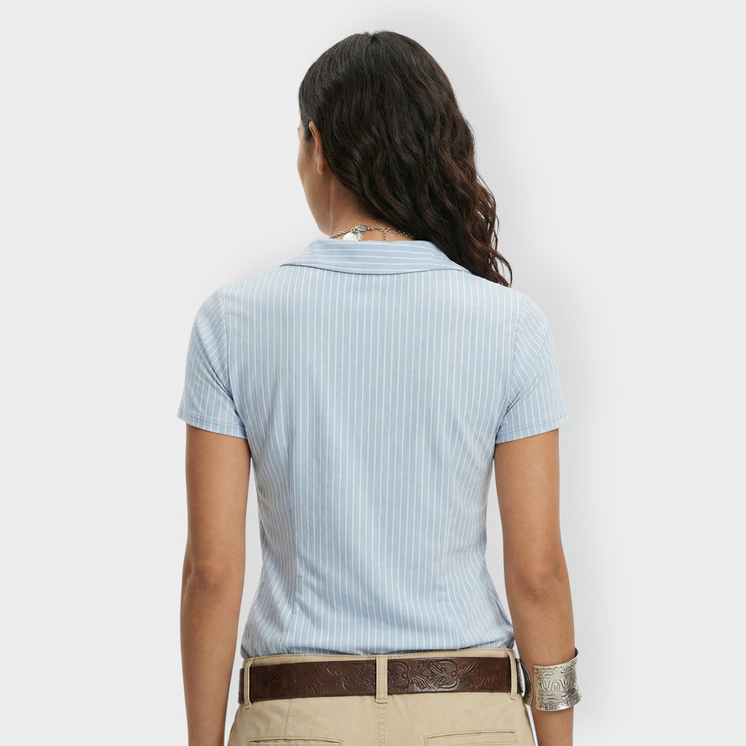 Chemise Rayures Manche Courte Femme