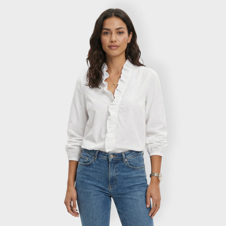 Chemise Blanche Femme Volants Élégante